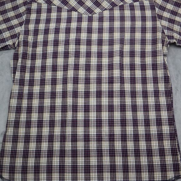Wrangler Shirt Mens Medium Blue Red Plaid Pearl Snap Western Workwear Button Up - Picture 12 of 14